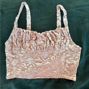 UP Floral Pink Purple Velvet Crop Top